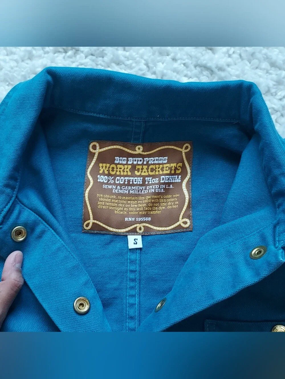 Big Bud Press Denim Work Jacket Marine Blue Small - Picture 4 of 4
